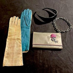 Baguette bag rosebud DCP-Paris + reptile long gloves + fantasy optic